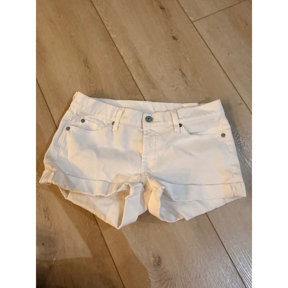 7 For All Mankind Denim low rise Shorts Women 27 White Cuffed Stretch Casual 316
